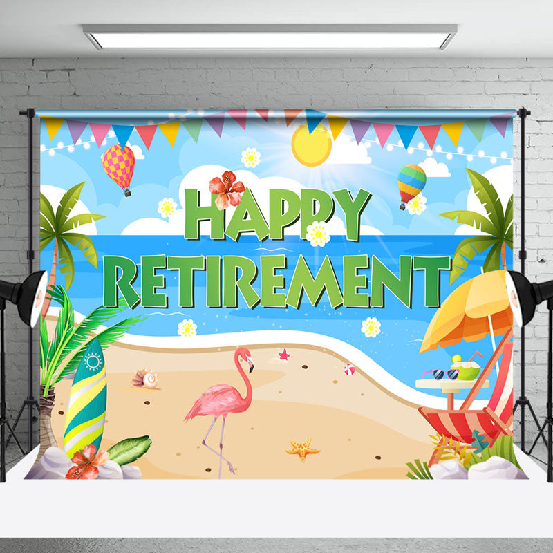 Aperturee - Summer Beach Ocean Sun Flamingo Retirement Backdrop