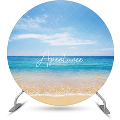 Aperturee - Summer Blue Sky Hawaii Beach Round Birthday Backdrop