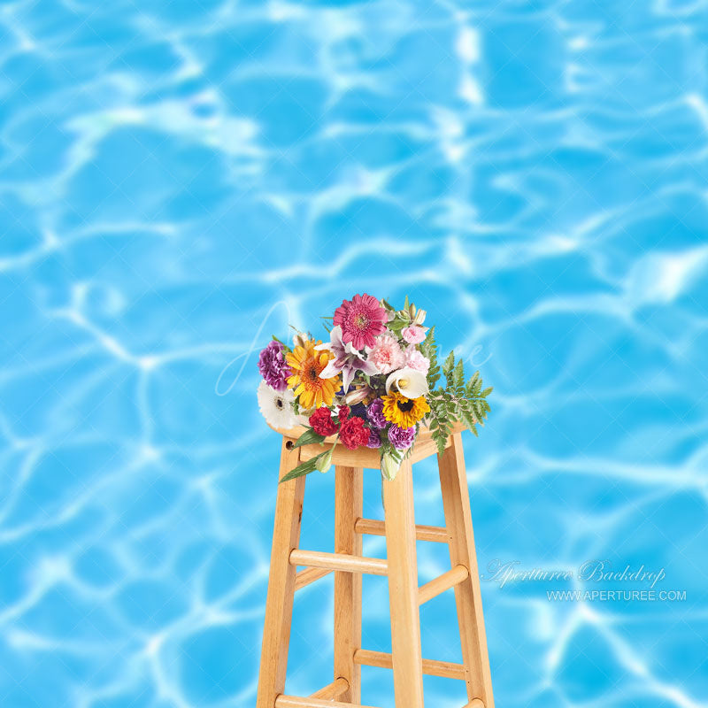 Aperturee - Summer Blue Splash Water Ripple Backdrop For Photo