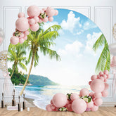 Aperturee - Summer Coconut Tree Beach Sea Circle Backdrop