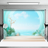 Aperturee - Summer Green Arch Beach Coral Photography Backdrop