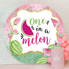Aperturee - Summer One In A Melon Round Birthday Party Backdrop
