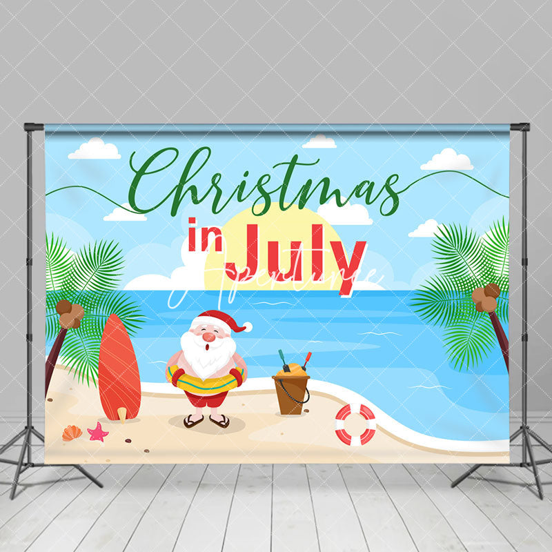 Aperturee - Summer Sandy Beach Trees Christmas In July Backdrop