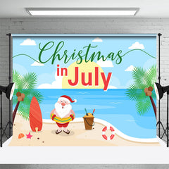 Aperturee - Summer Sandy Beach Trees Christmas In July Backdrop