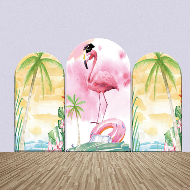 Aperturee - Summer Seaside Flamingo Graduation Arch Backdrop Kit