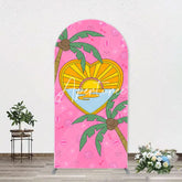 Aperturee - Summer Sun Palm Trees Pink Arch Birthday Backdrop