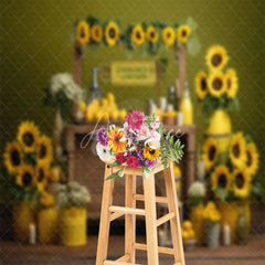 Aperturee - Summer Sunflower Shop Lemon Candle Photo Backdrop