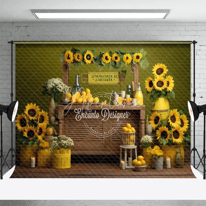 Aperturee - Summer Sunflower Shop Lemon Candle Photo Backdrop