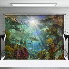 Aperturee - Summer Sunshine Shark Backdrop + Under The Sea Floor Mat