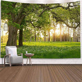 Aperturee Sun And Floral Forest 3D Printed Landscape Wall Tapestry