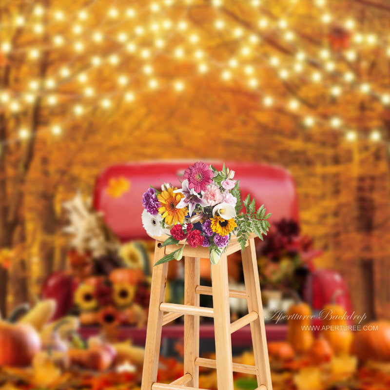 Aperturee - Sunflower Bumper Crop Maple Trees Autumn Backdrop