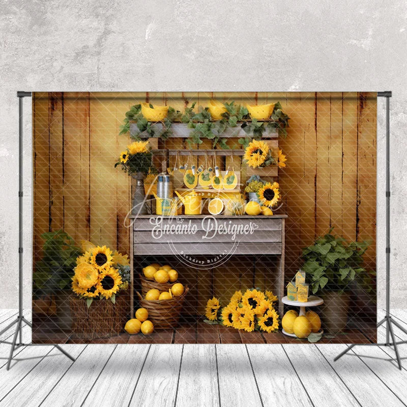 Aperturee - Sunflower Lemon Green Plants Backdrop For Photo