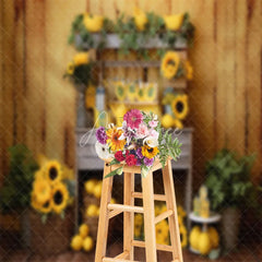 Aperturee - Sunflower Lemon Green Plants Backdrop For Photo