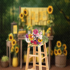 Aperturee - Sunflower Lemon Juice Green Forest Bokeh Backdrop