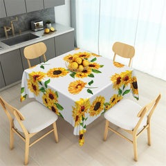 Aperturee - Sunflowers Green Leaves Repeat Square Tablecloth