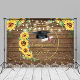 Aperturee - Sunflowers Light Wood Congrats Grad Photo Backdrop
