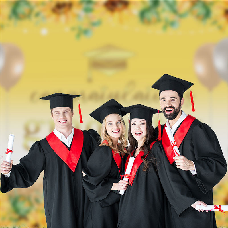 Aperturee - Sunflowers Sparkling Bokeh Yellow Grad Photo Backdrop