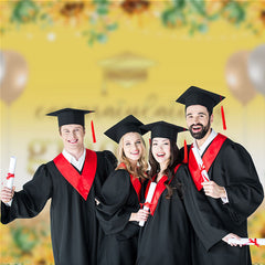 Aperturee - Sunflowers Sparkling Bokeh Yellow Grad Photo Backdrop