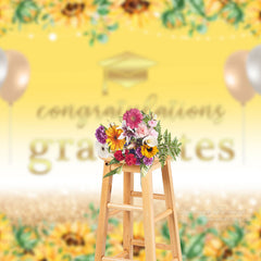Aperturee - Sunflowers Sparkling Bokeh Yellow Grad Photo Backdrop