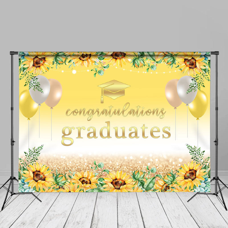 Aperturee - Sunflowers Sparkling Bokeh Yellow Grad Photo Backdrop