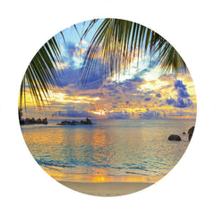 Aperturee - Sunset Beach With Sea And Ship Round Backdrop