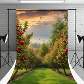 Aperturee - Sunset Birds Spring Greenery Orchard Sweep Backdrop