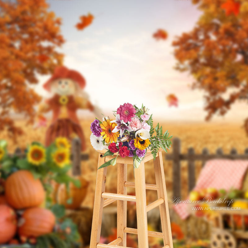 Aperturee - Sunset Maple Tree Pumpkin Gold Rye Autumn Backdrop