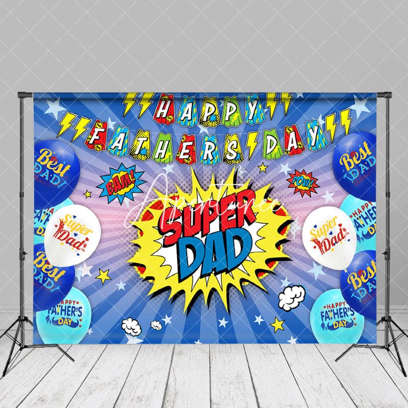 Aperturee - Super Dad Star Balloons Fathers Day Photography Backdrop
