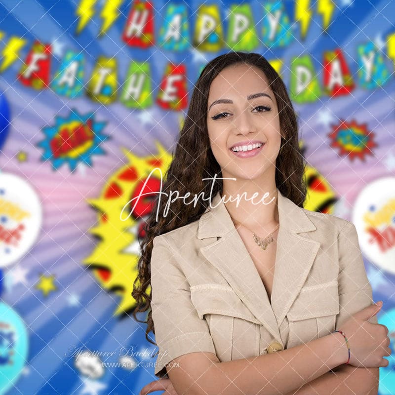 Aperturee - Super Dad Star Balloons Fathers Day Photography Backdrop