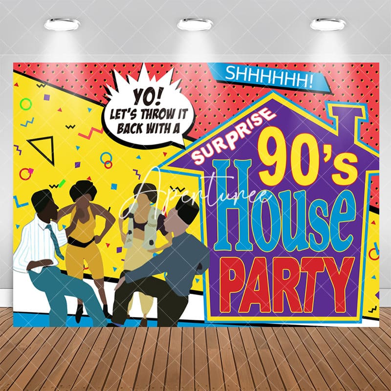 Aperturee - Surprise 90’S House Party With Abstract Lines Backdrop