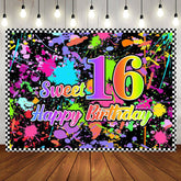Aperturee - Sweet 16 Colourful Graffiti Happy Birthday Backdrop