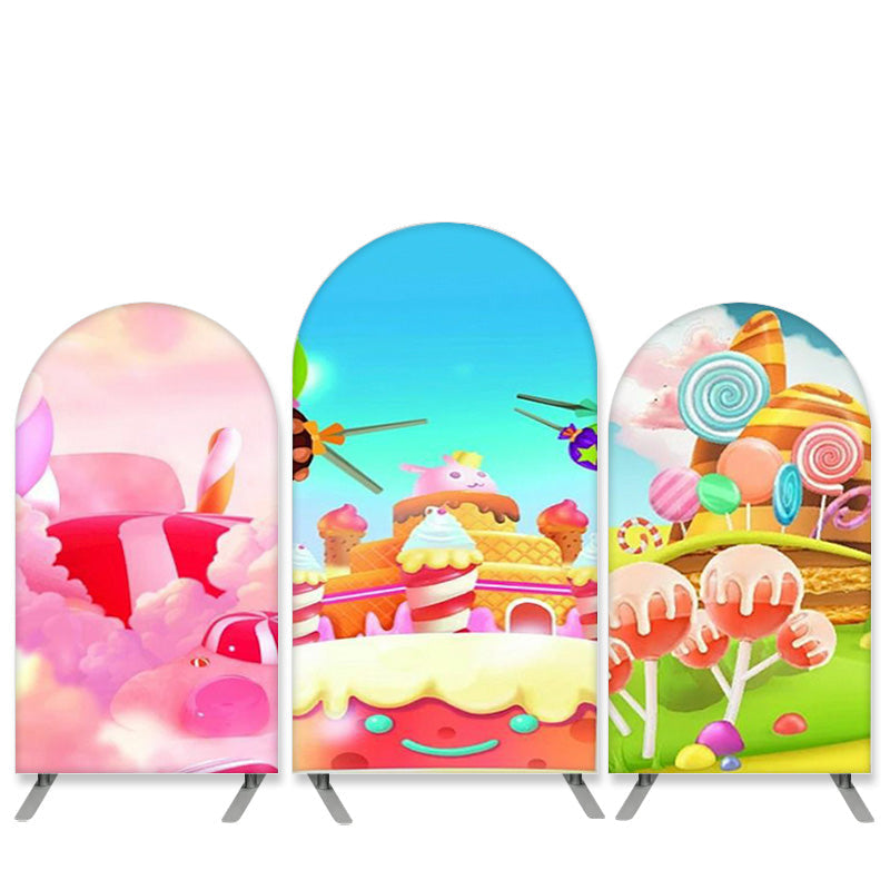 Aperturee Sweet Candy Land Theme Birthday Arch Backdrop Kit Banner