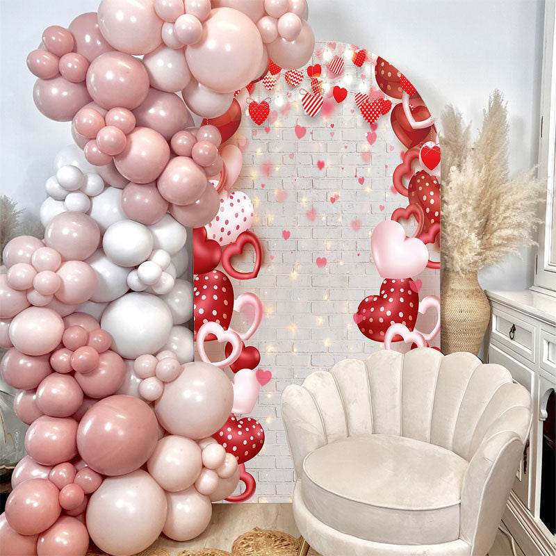 Aperturee - Sweet Hearts Brick Wall Glitter Valentine Arch Backdrop
