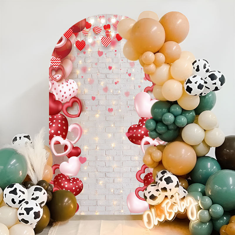 Aperturee - Sweet Hearts Brick Wall Glitter Valentine Arch Backdrop