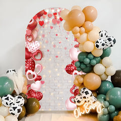 Aperturee - Sweet Hearts Brick Wall Glitter Valentine Arch Backdrop