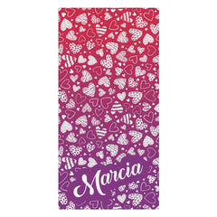 Aperturee - Sweet Hearts Gradient Purple Custom Name Beach Towel