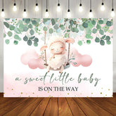 Aperturee - Sweet Little Baby Leaves Sheep Shower Backdrop