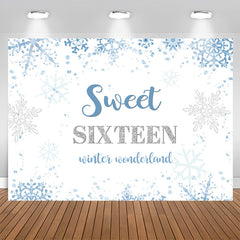 Aperturee - Sweet Sixteen Winter Wonderland Blue Birthday Backdrop