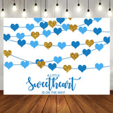 Aperturee - Sweetheart Blue Hearts Boys Baby Shower Backdrop