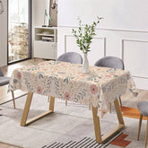 Aperturee - Symmetrical Flowers Leaves Boho Rectangle Tablecloth