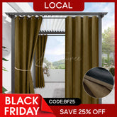 Aperturee - (7 Day Delivery) Home Decor Pergola Waterproof Grommet Top Outdoor Curtains for Front Porch