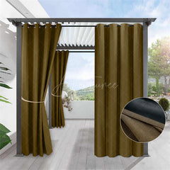 Aperturee - (7 Day Delivery) Home Decor Pergola Waterproof Grommet Top Outdoor Curtains for Front Porch