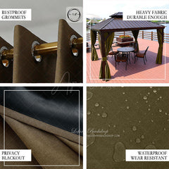 Aperturee - (7 Day Delivery) Home Decor Pergola Waterproof Grommet Top Outdoor Curtains for Front Porch