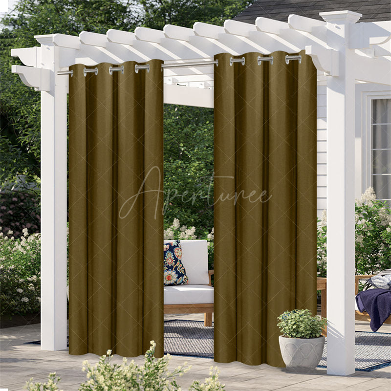 Aperturee - (7 Day Delivery) Home Decor Pergola Waterproof Grommet Top Outdoor Curtains for Front Porch