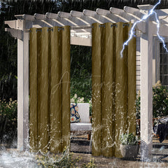 Aperturee - (7 Day Delivery) Home Decor Pergola Waterproof Grommet Top Outdoor Curtains for Front Porch