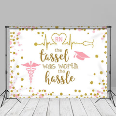 Aperturee - Tassel Worth Hassle Gold Glitter RN Grad Photo Backdrop