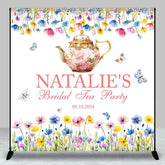 Aperturee - Tea Party Teapot Custom Name Bridal Shower Backdrop