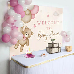 Aperturee - Teddy Bear Balloon Star Cloud Baby Shower Backdrop