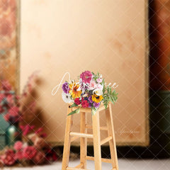 Aperturee - Abstract Vase Pink Flowers Photo Retro Wall Backdrop