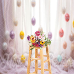 Aperturee - Colorful Hanging Eggs Window Curtain Photo Backdrop